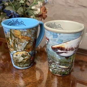 Sea World Embossed Mug Cup Set SeaWorld Souvenir Beverage Drink Ware Embossed